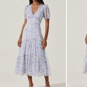 ASTR the Label Floral Blue Midi Dress